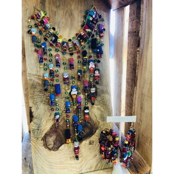 New Mexican Worry Dolls Statement Necklace - Picture 3 of 3